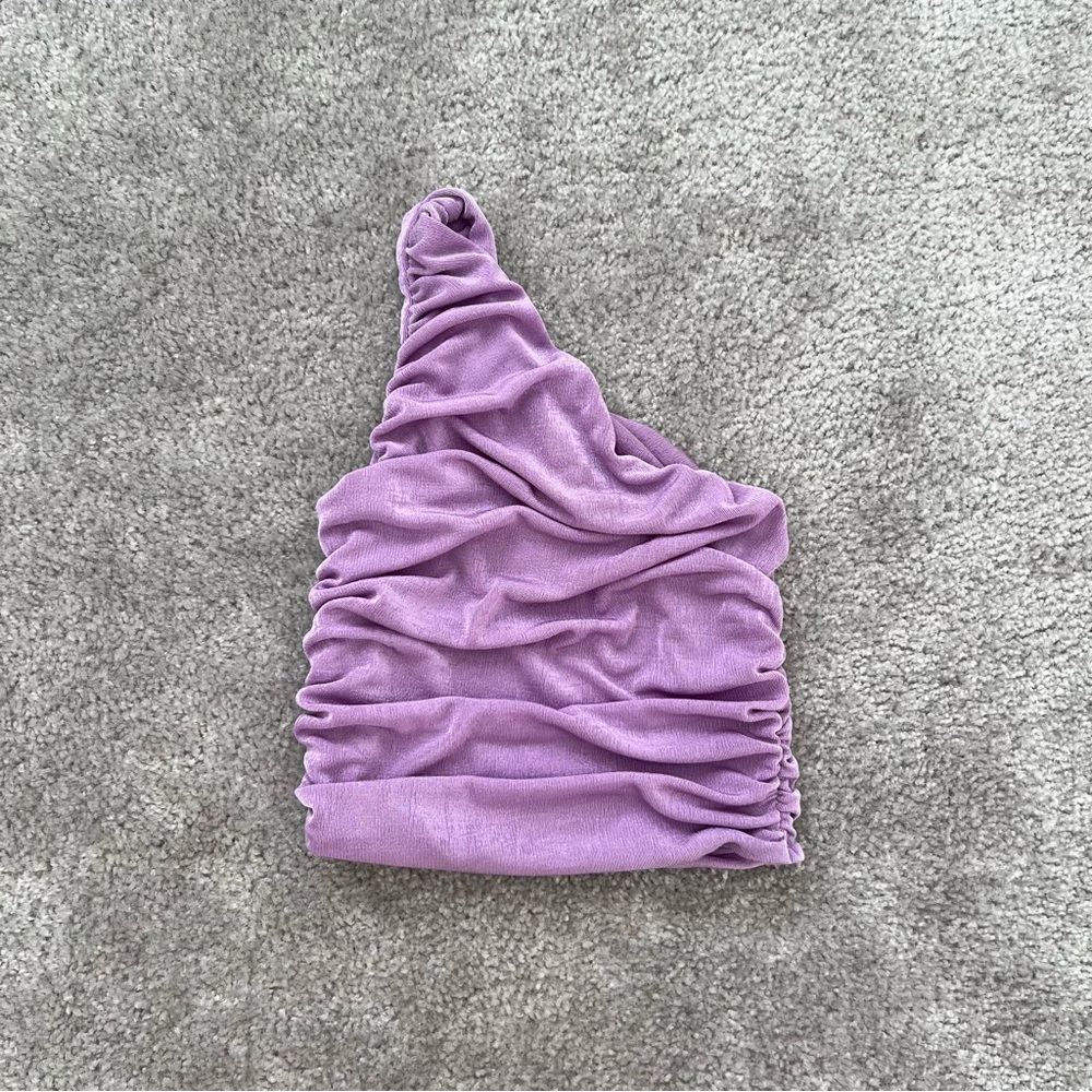 One Shoulder Purple Tank Top